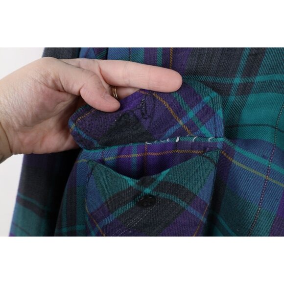 Vintage 90s Streetwear Mens Large Distressed Quilted Flannel Button Shirt Jacket - Picture 11 of 16